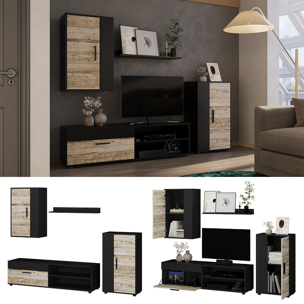 Vicco Parete attrezzata Antracite/beige Set di 4 pezzi