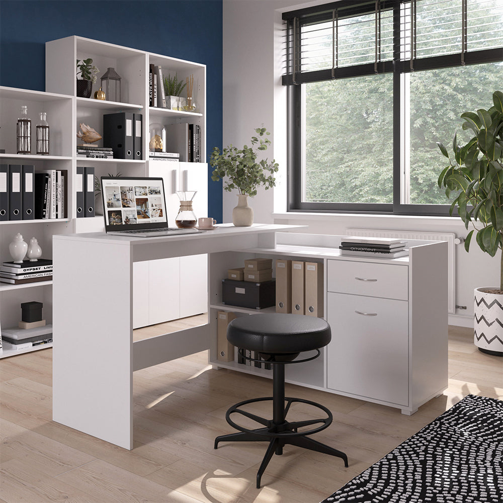 Vicco Scrivania ad angolo Bianco 135 x 77 cm con cassetto