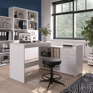 Vicco Scrivania ad angolo Bianco 135 x 77 cm con cassetto