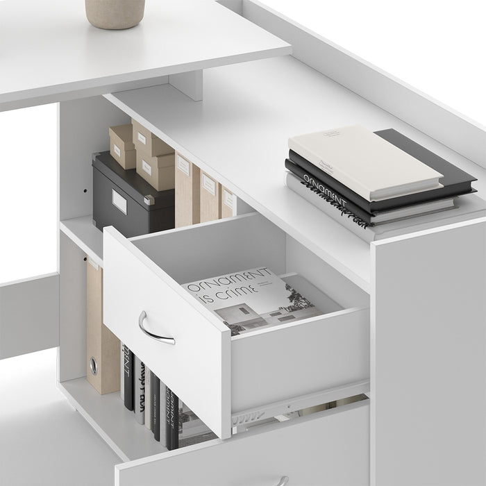 Vicco Scrivania ad angolo Bianco 135 x 77 cm con cassetto