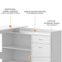 Vicco Scrivania ad angolo Bianco 135 x 77 cm con cassetto
