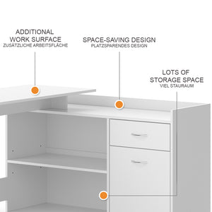 Vicco Scrivania ad angolo Bianco 135 x 77 cm con cassetto