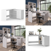 Vicco Scrivania ad angolo Bianco 135 x 77 cm con cassetto