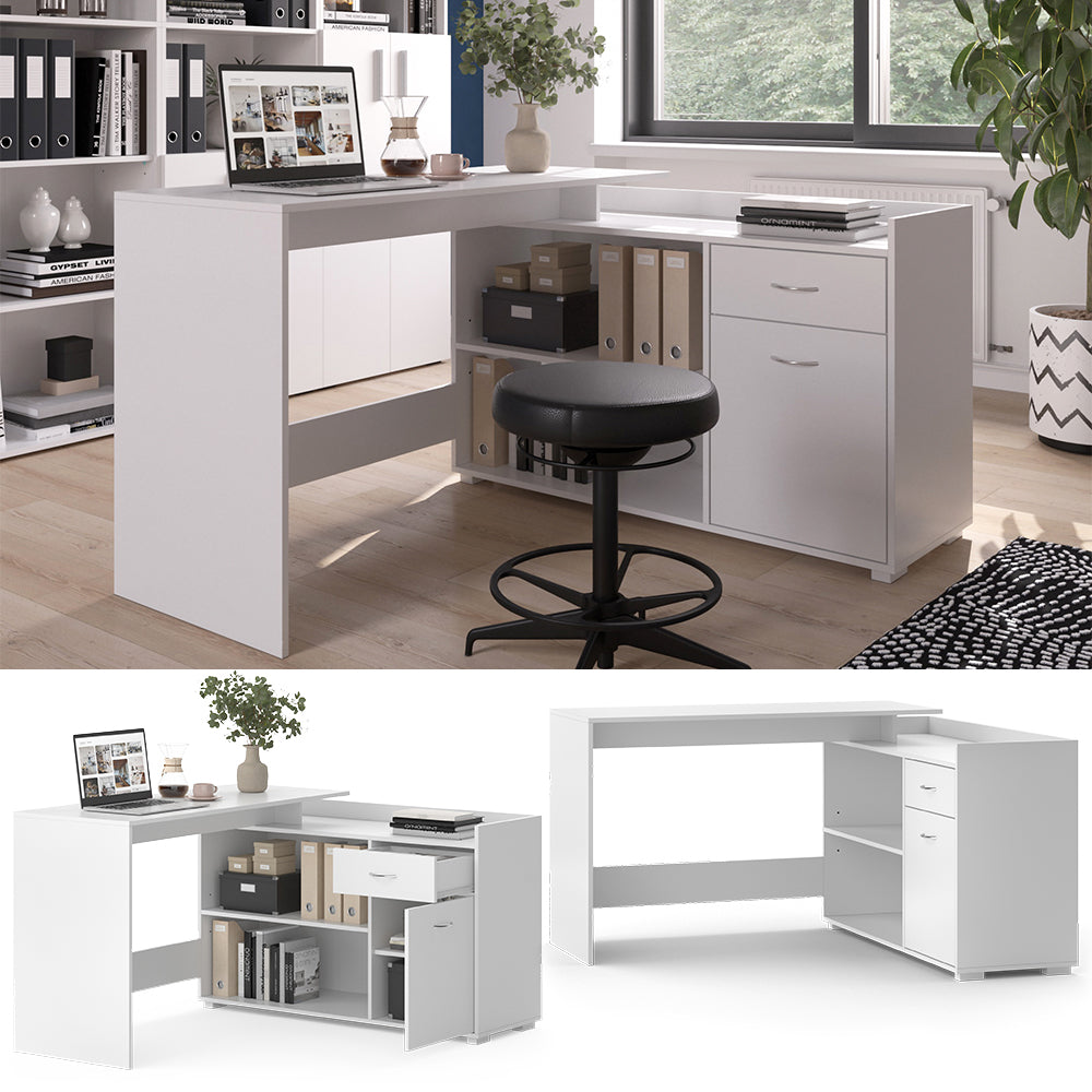 Vicco Scrivania ad angolo Bianco 135 x 77 cm con cassetto