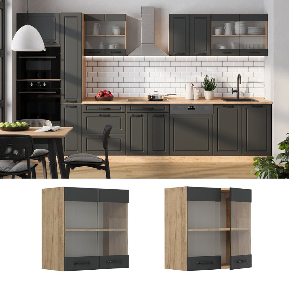 Vicco Mobile da cucina in vetro Antracite casa di campagna 60 cm