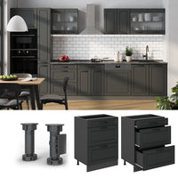 Vicco Mobiletto base per cucina Antracite casa di campagna 60 cm PL Marmo