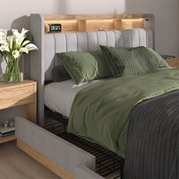 Vitalispa Letto imbottito Grigio 160x200 cm con 4 cassetti