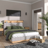 Vitalispa Letto imbottito Grigio 160x200 cm con 4 cassetti