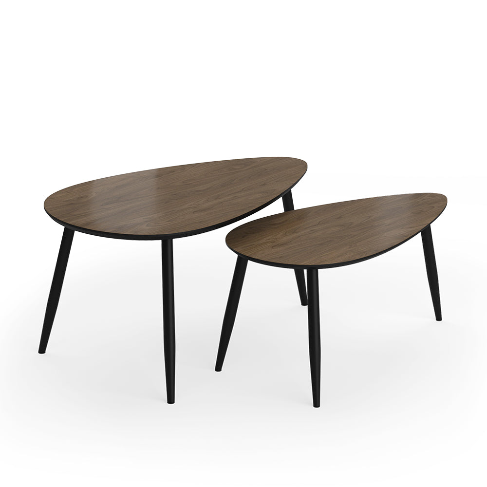 Vicco Set di tavolini Noce/nero 98 x 60 cm Set, 2 parti