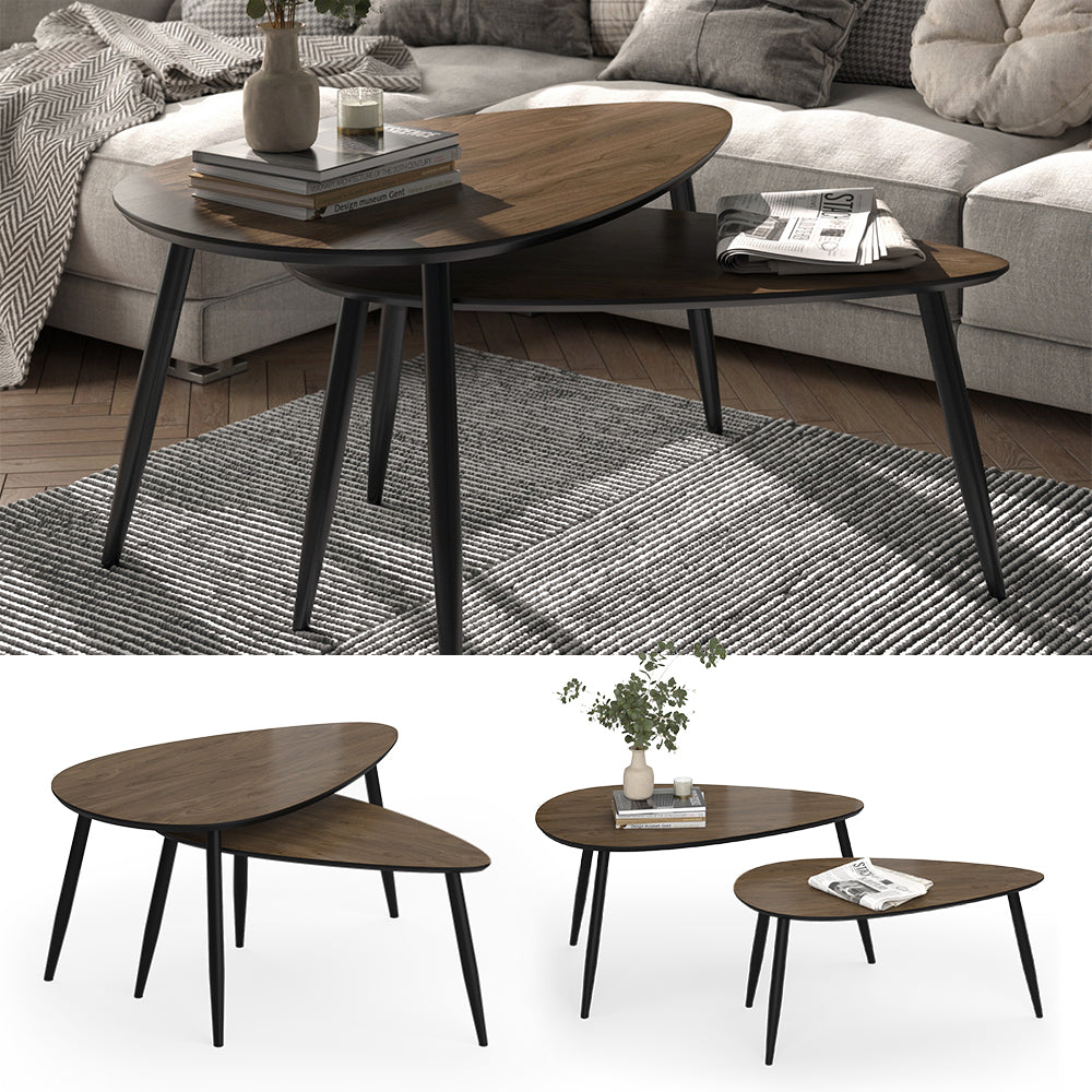 Vicco Set di tavolini Noce/nero 98 x 60 cm Set, 2 parti