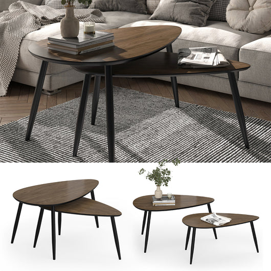 Vicco Set di tavolini Noce/nero 98 x 60 cm Set, 2 parti