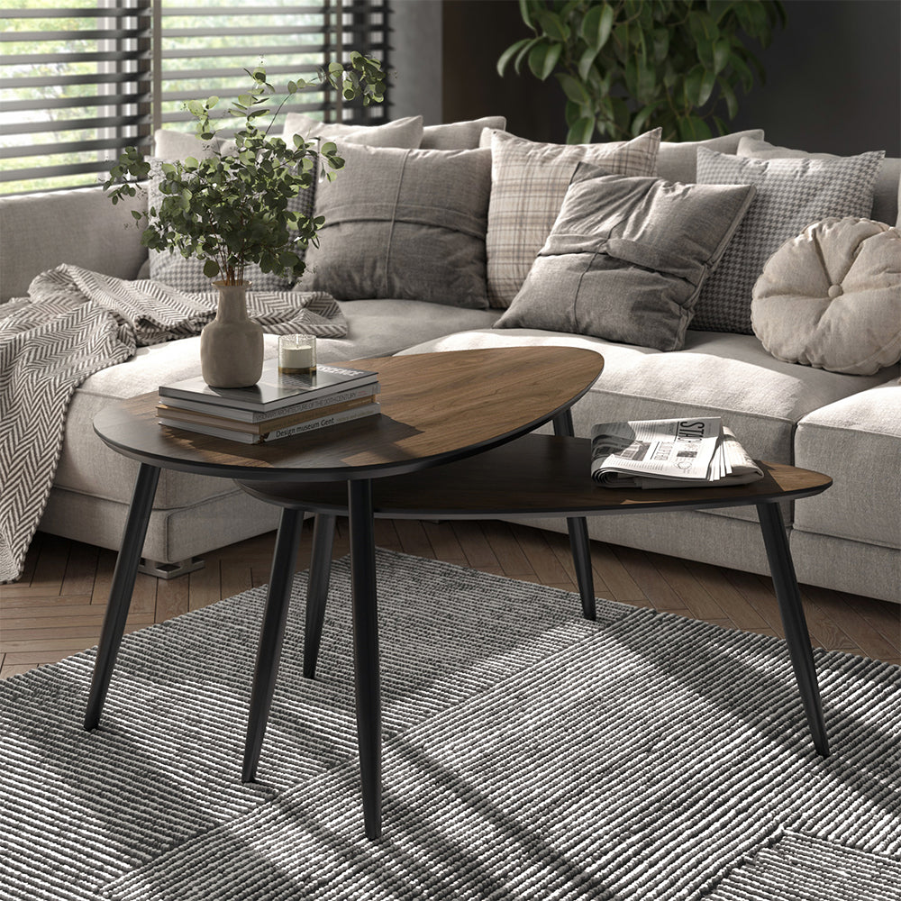 Vicco Set di tavolini Noce/nero 98 x 60 cm Set, 2 parti