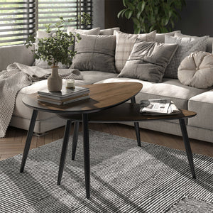 Vicco Set di tavolini Noce/nero 98 x 60 cm Set, 2 parti