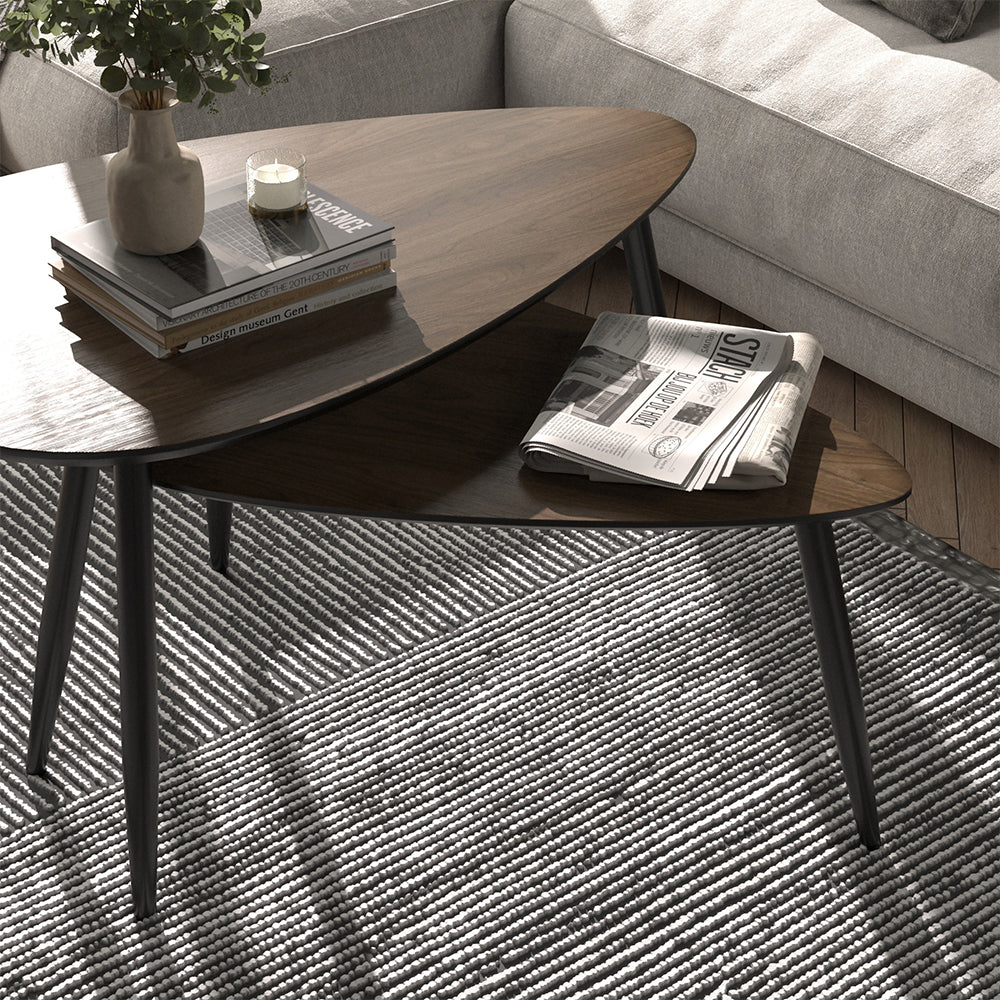 Vicco Set di tavolini Noce/nero 98 x 60 cm Set, 2 parti