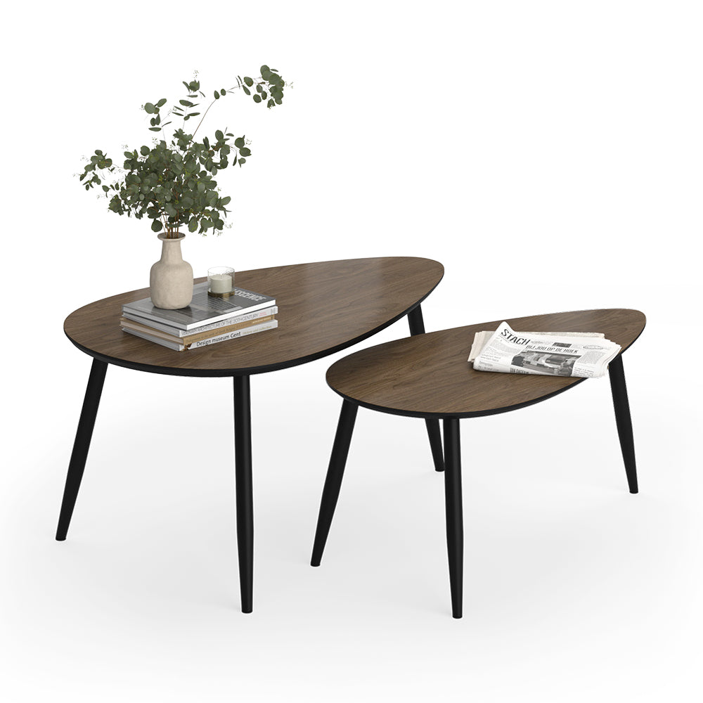 Vicco Set di tavolini Noce/nero 98 x 60 cm Set, 2 parti