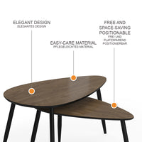 Vicco Set di tavolini Noce/nero 98 x 60 cm Set, 2 parti