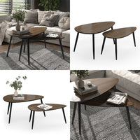 Vicco Set di tavolini Noce/nero 98 x 60 cm Set, 2 parti