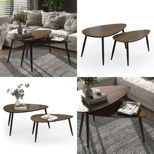 Vicco Set di tavolini Noce/nero 98 x 60 cm Set, 2 parti