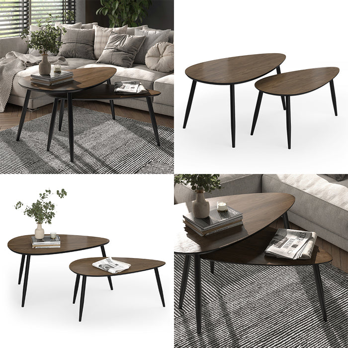 Vicco Set di tavolini Noce/nero 98 x 60 cm Set, 2 parti