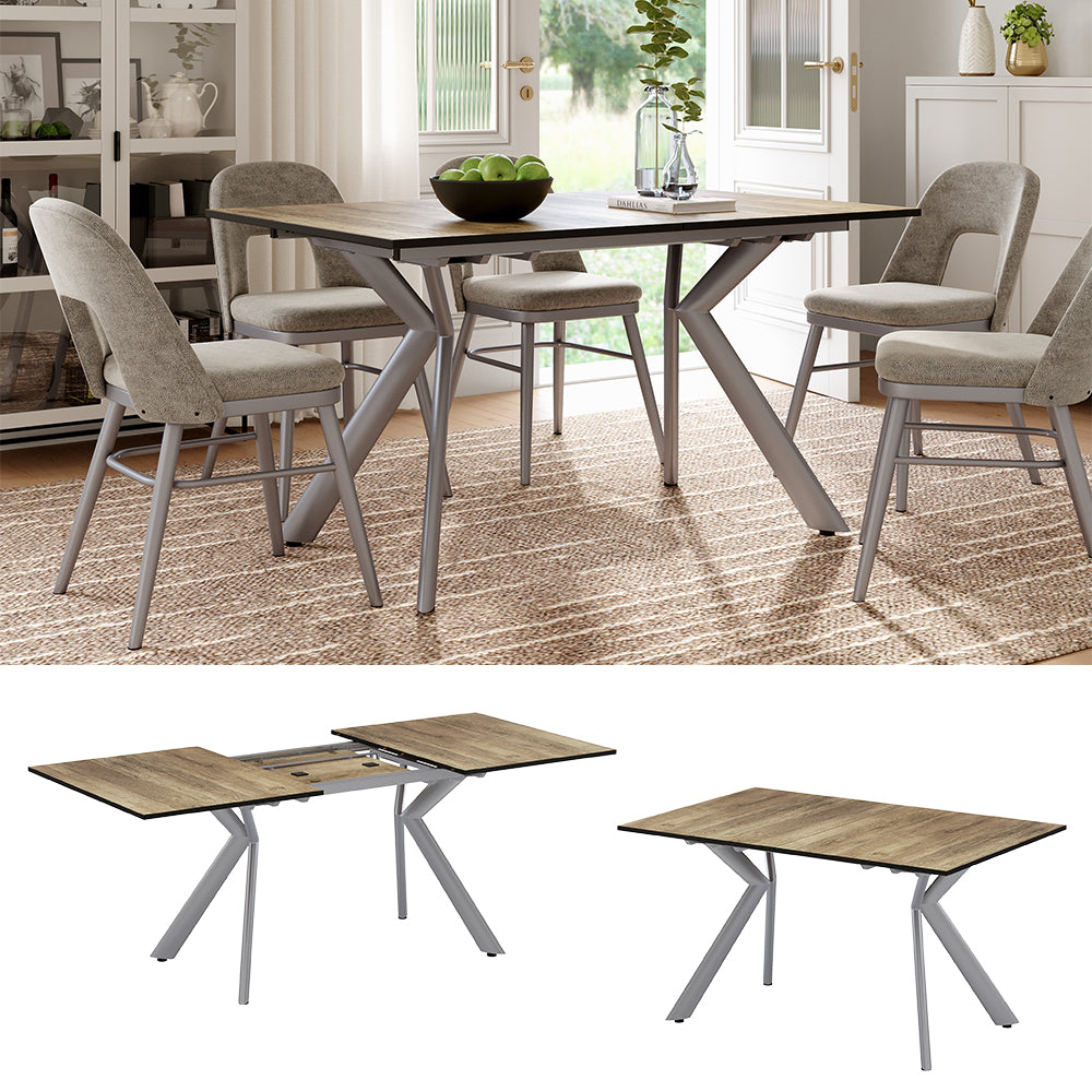 Vicco Tavolo da pranzo Rovere rustico/grigio 140 x 90 cm estensibile