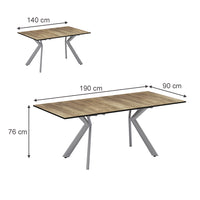 Vicco Tavolo da pranzo Rovere rustico/grigio 140 x 90 cm estensibile