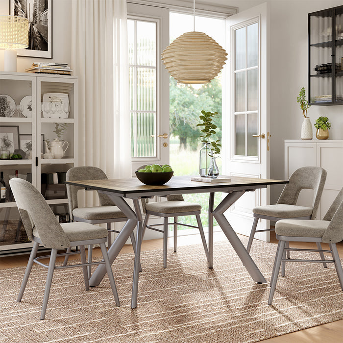 Vicco Tavolo da pranzo Rovere rustico/grigio 140 x 90 cm estensibile