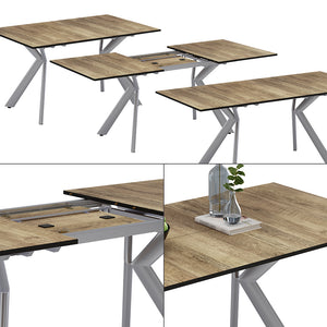 Vicco Tavolo da pranzo Rovere rustico/grigio 140 x 90 cm estensibile