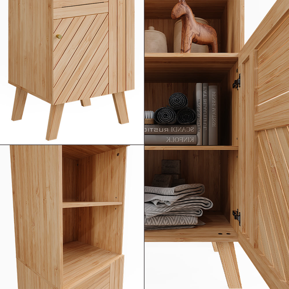 Vicco Mobile da bagno Bambù 40 x 177 cm con 2 porte