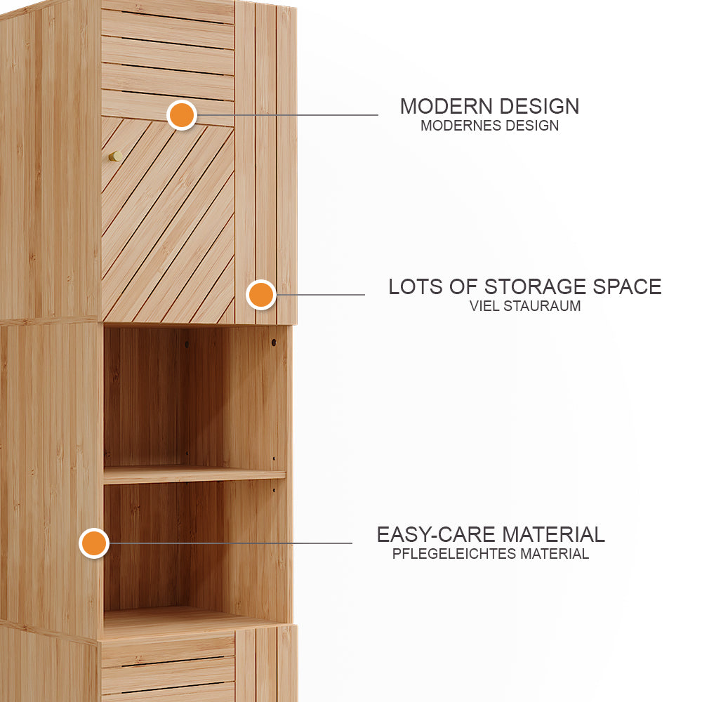 Vicco Mobile da bagno Bambù 40 x 177 cm con 2 porte