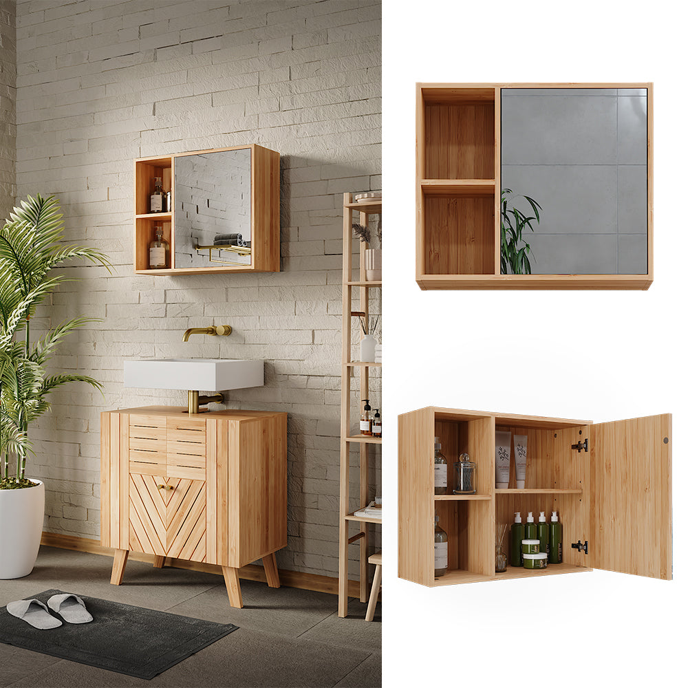 Vicco Mobile a specchio per il bagno Bambù 54 x 44.5 cm con specchio