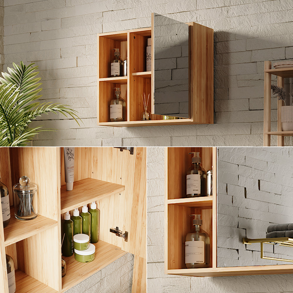 Vicco Mobile a specchio per il bagno Bambù 54 x 44.5 cm con specchio