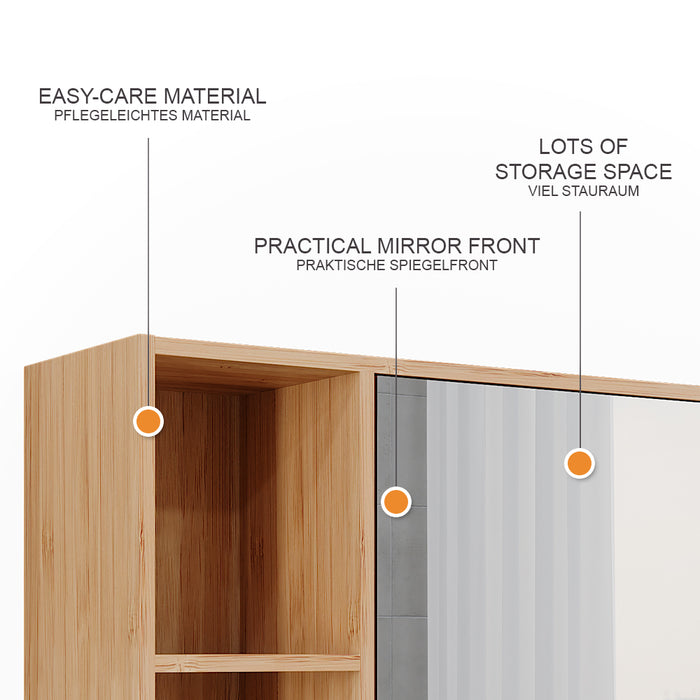 Vicco Mobile a specchio per il bagno Bambù 54 x 44.5 cm con specchio