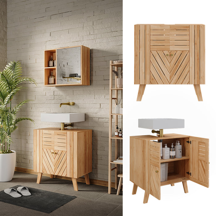 Vicco Mobiletto per lavabo Bambù 60 x 65 cm con 2 porte