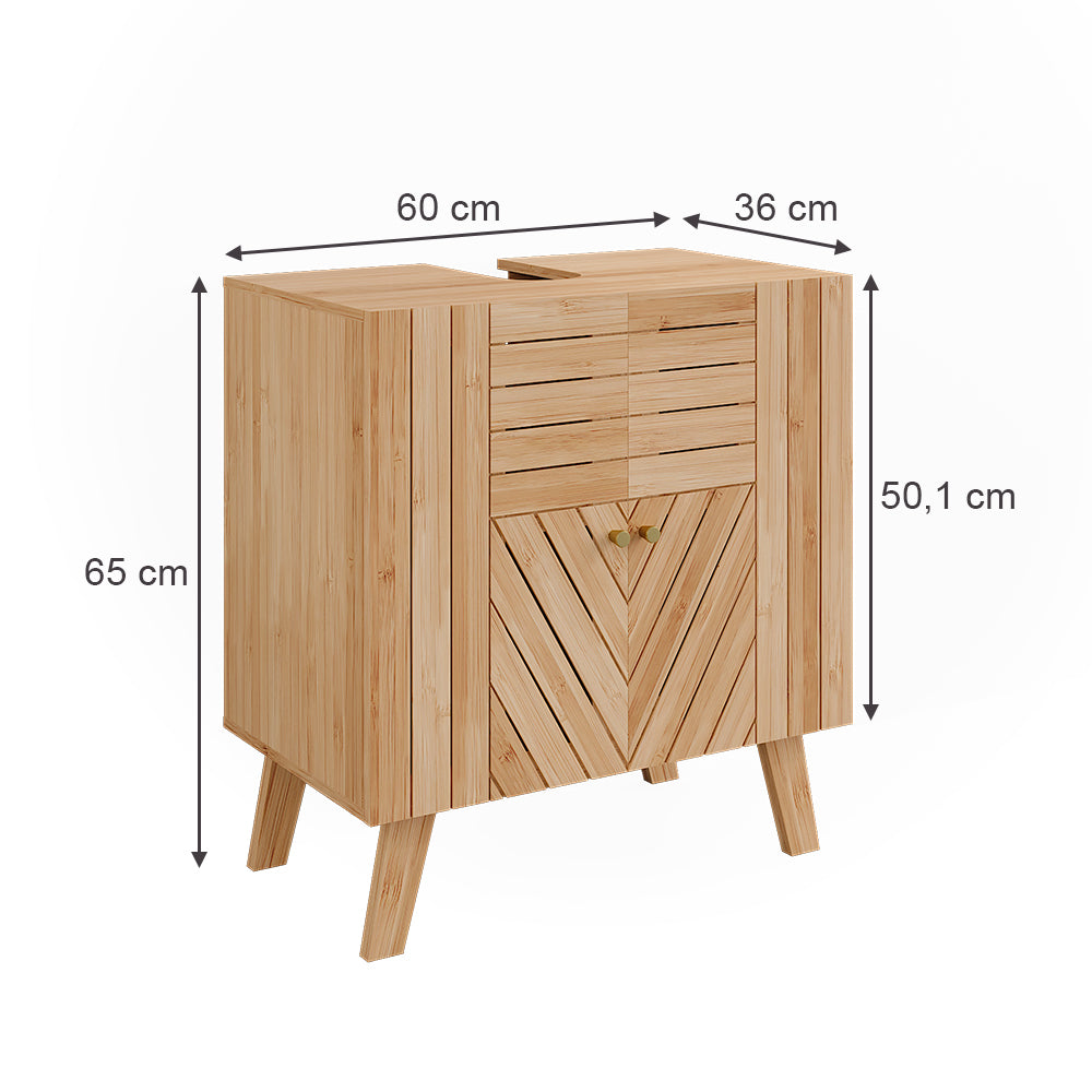 Vicco Mobiletto per lavabo Bambù 60 x 65 cm con 2 porte