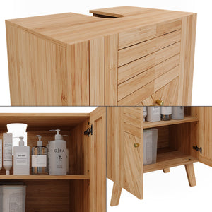 Vicco Mobiletto per lavabo Bambù 60 x 65 cm con 2 porte