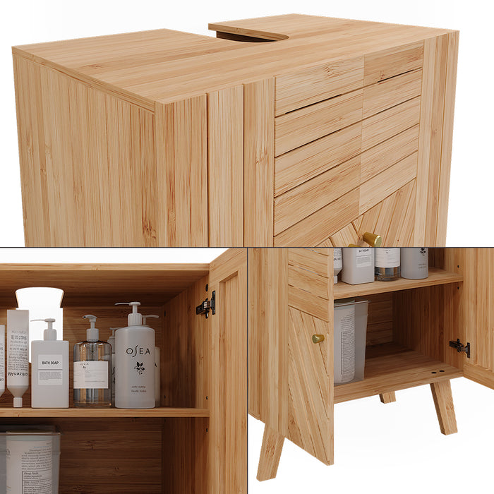 Vicco Mobiletto per lavabo Bambù 60 x 65 cm con 2 porte