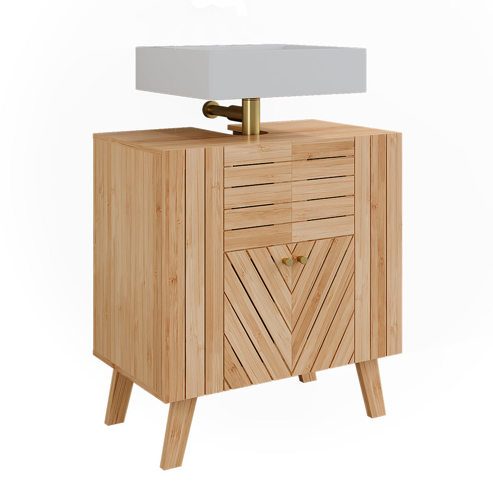 Vicco Mobiletto per lavabo Bambù 60 x 65 cm con 2 porte