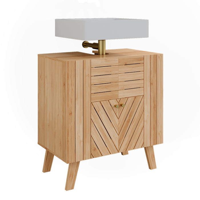 Vicco Mobiletto per lavabo Bambù 60 x 65 cm con 2 porte