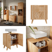 Vicco Mobiletto per lavabo Bambù 60 x 65 cm con 2 porte