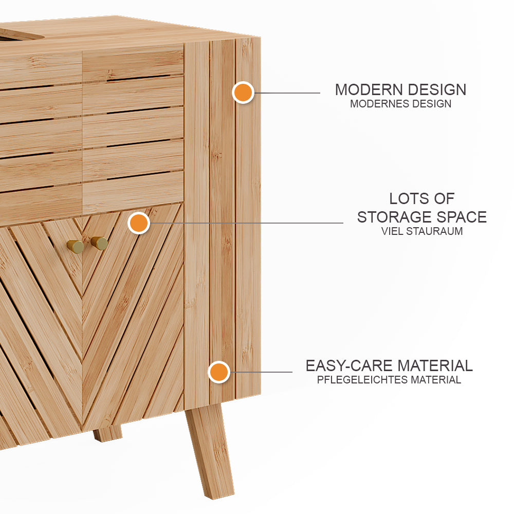 Vicco Mobiletto per lavabo Bambù 60 x 65 cm con 2 porte