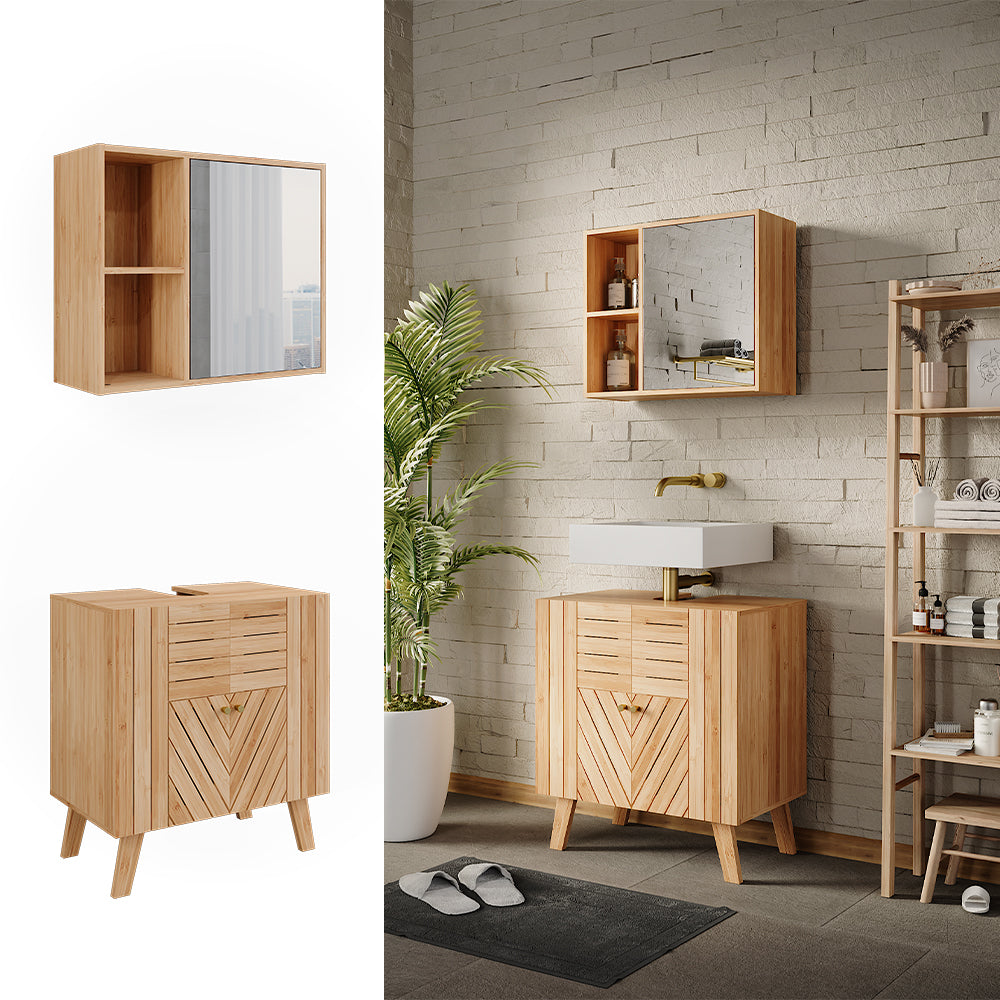 Vicco Set di mobili da bagno Bambù 2 parti