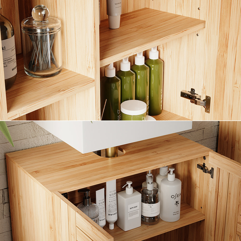 Vicco Set di mobili da bagno Bambù 2 parti