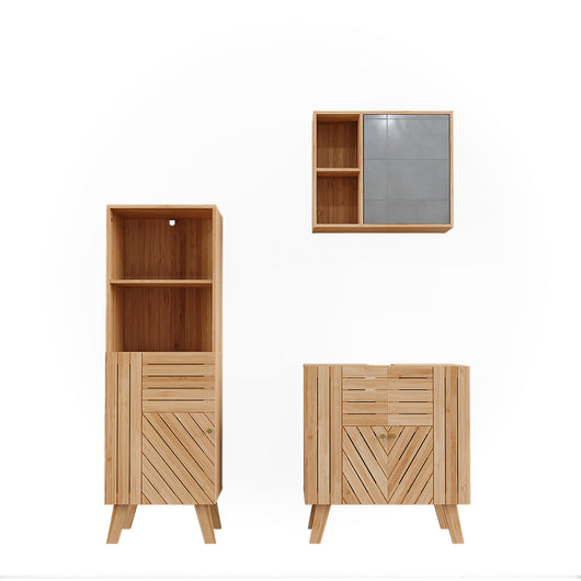 Vicco Set di mobili da bagno Bambù 3 pezzi, con cabinet midi