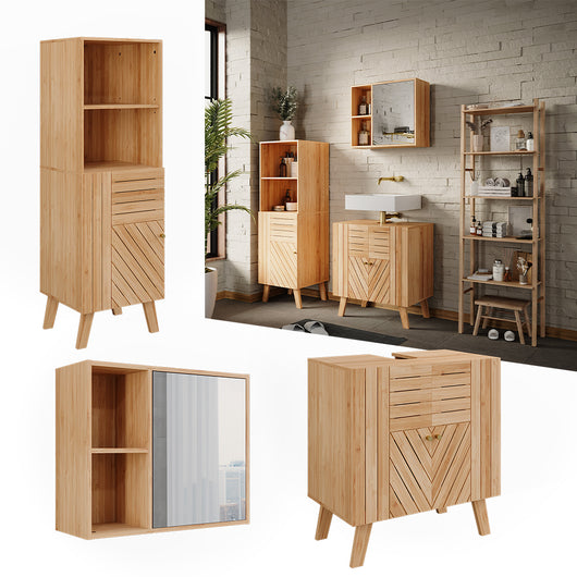 Vicco Set di mobili da bagno Bambù 3 pezzi, con cabinet midi