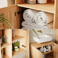 Vicco Set di mobili da bagno Bambù 3 pezzi, con cabinet midi