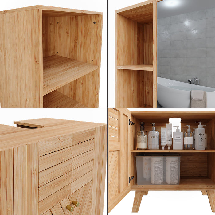 Vicco Set di mobili da bagno Bambù 3 pezzi, con cabinet midi