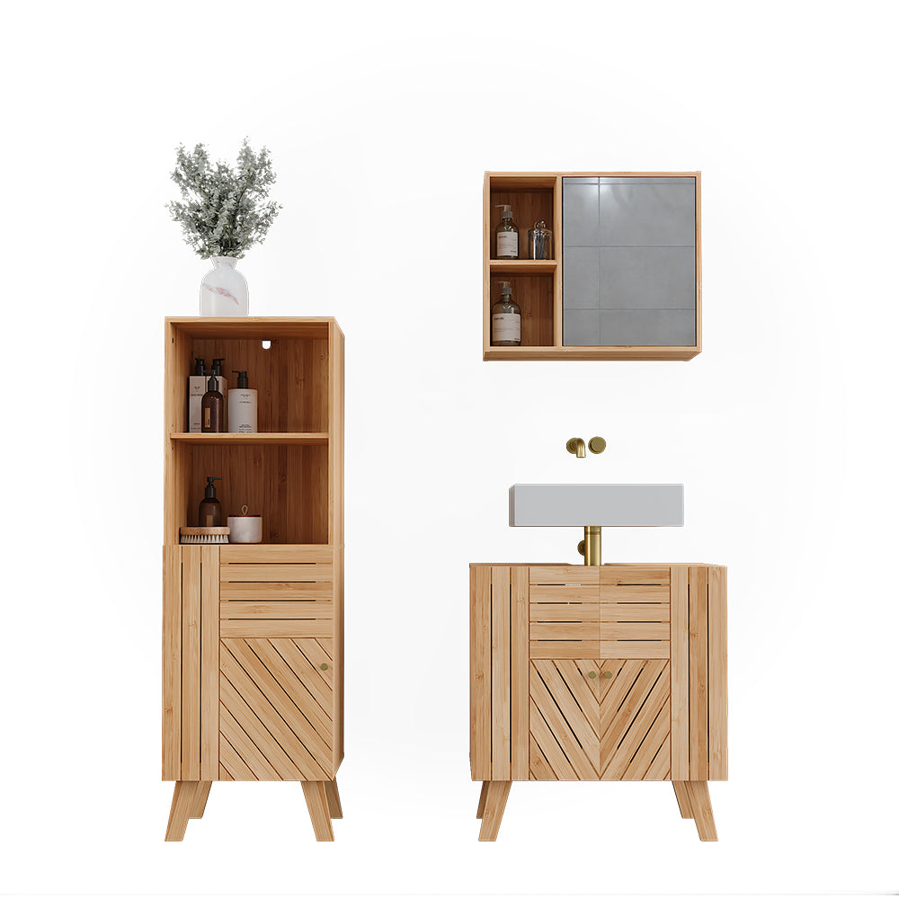 Vicco Set di mobili da bagno Bambù 3 pezzi, con cabinet midi