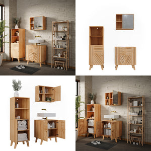 Vicco Set di mobili da bagno Bambù 3 pezzi, con cabinet midi