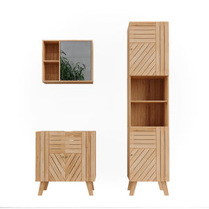 Vicco Set di mobili da bagno Bambù 3 parti, con colonna