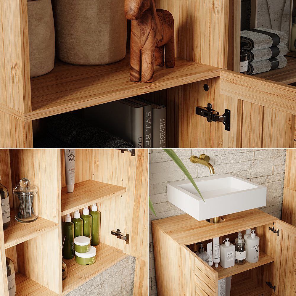 Vicco Set di mobili da bagno Bambù 3 parti, con colonna